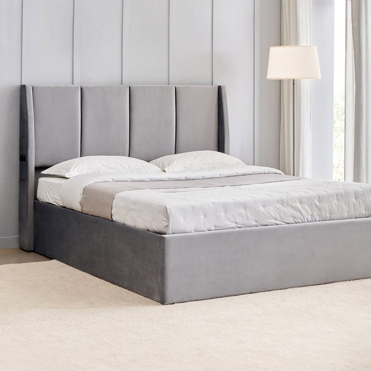 Helios Bravo Aden King Bed with Hydraulic Storage - Grey