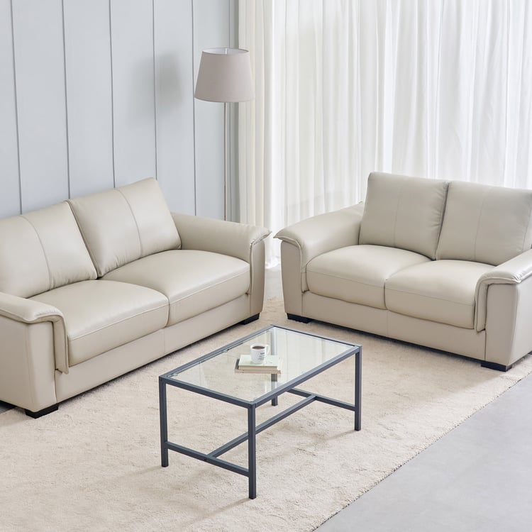 Magna Half Leather 3+2 Seater Sofa Set - Grey