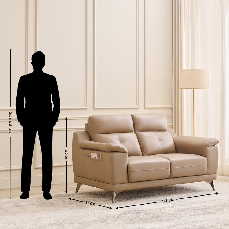 Martin Half Leather 3+2 Seater Sofa Set - Beige