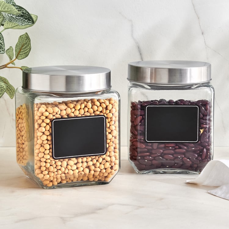 Louvre Arcade Set of 2 Glass Storage Jars with Lid - 1.2L