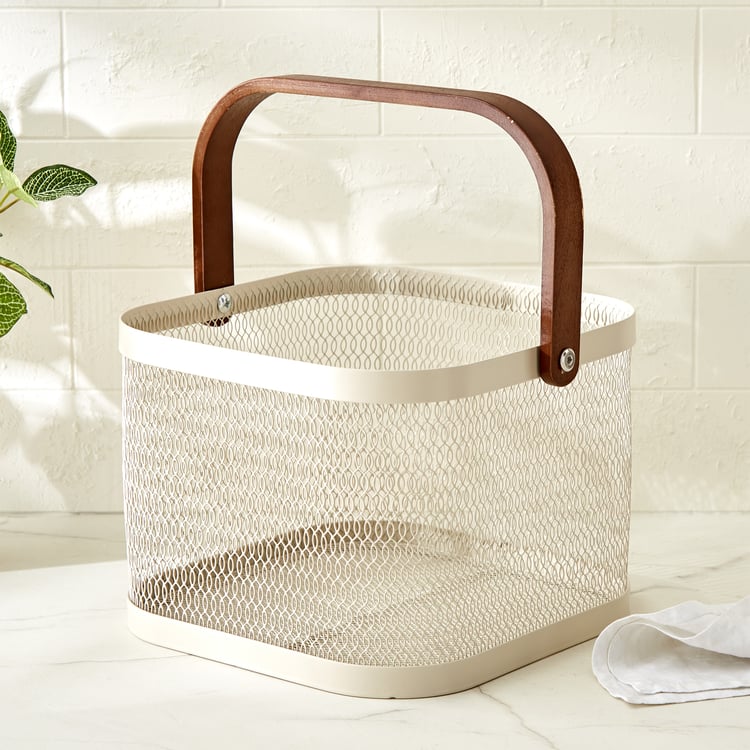 Chefs Pride Allure Metal Basket with Acacia Wood Handle