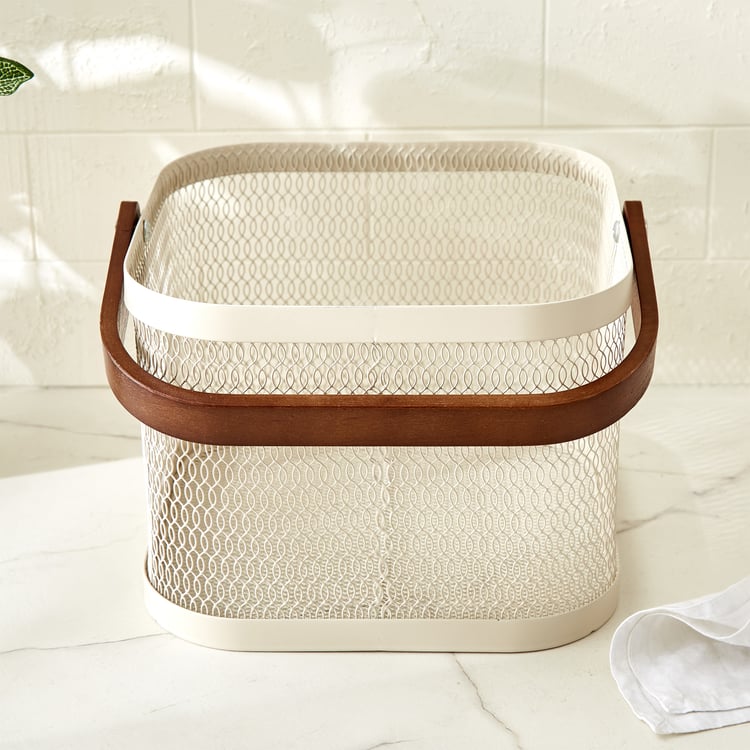 Chefs Pride Allure Metal Basket with Acacia Wood Handle