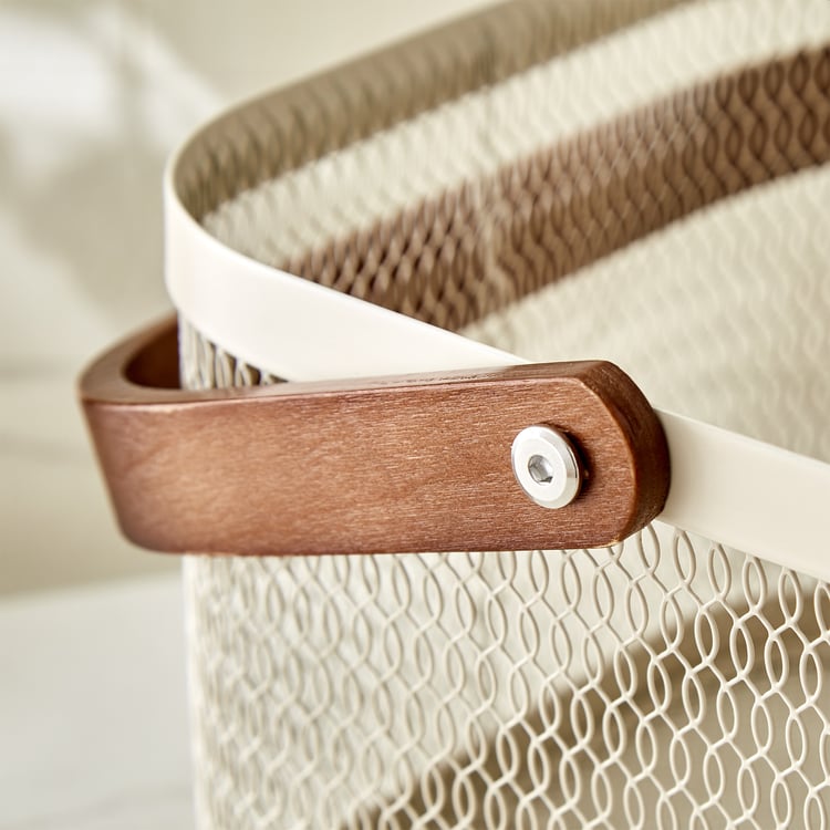Chefs Pride Allure Metal Basket with Acacia Wood Handle