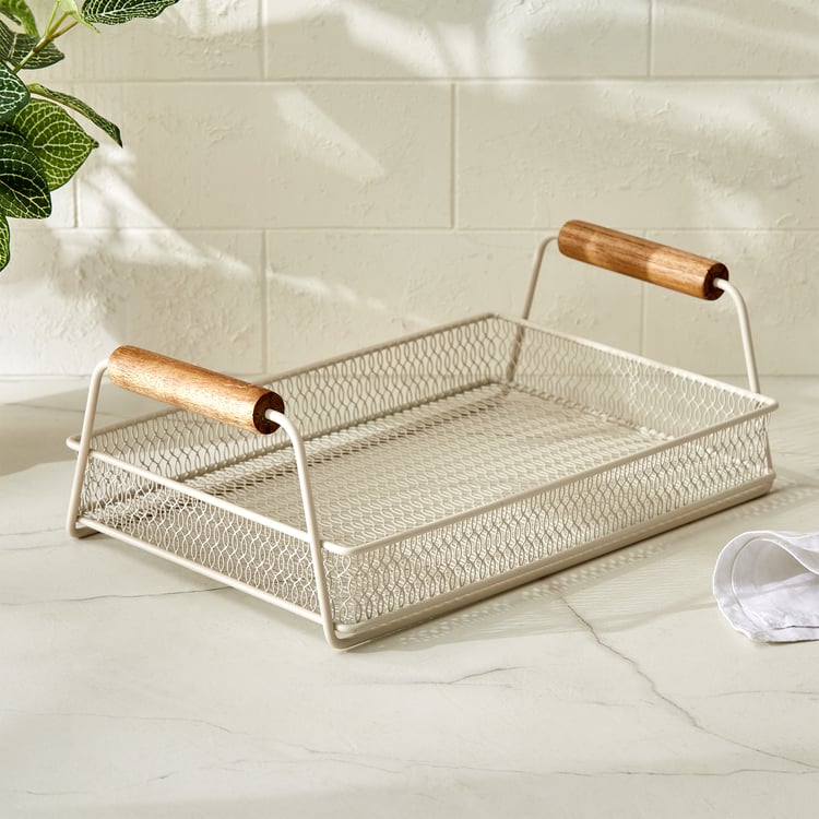 Chefs Pride Allure Metal and Wood Serving Tray - 30x20x10cm