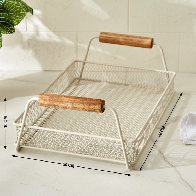 Chefs Pride Allure Metal and Wood Serving Tray - 30x20x10cm
