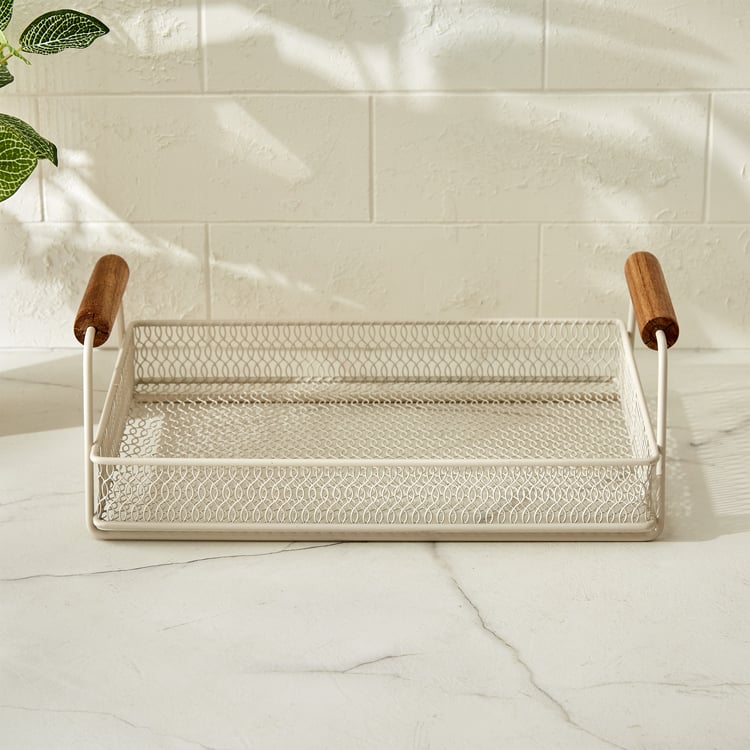 Chefs Pride Allure Metal and Wood Serving Tray - 30x20x10cm