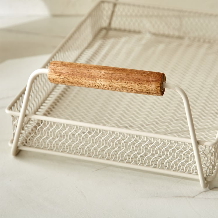 Chefs Pride Allure Metal and Wood Serving Tray - 30x20x10cm