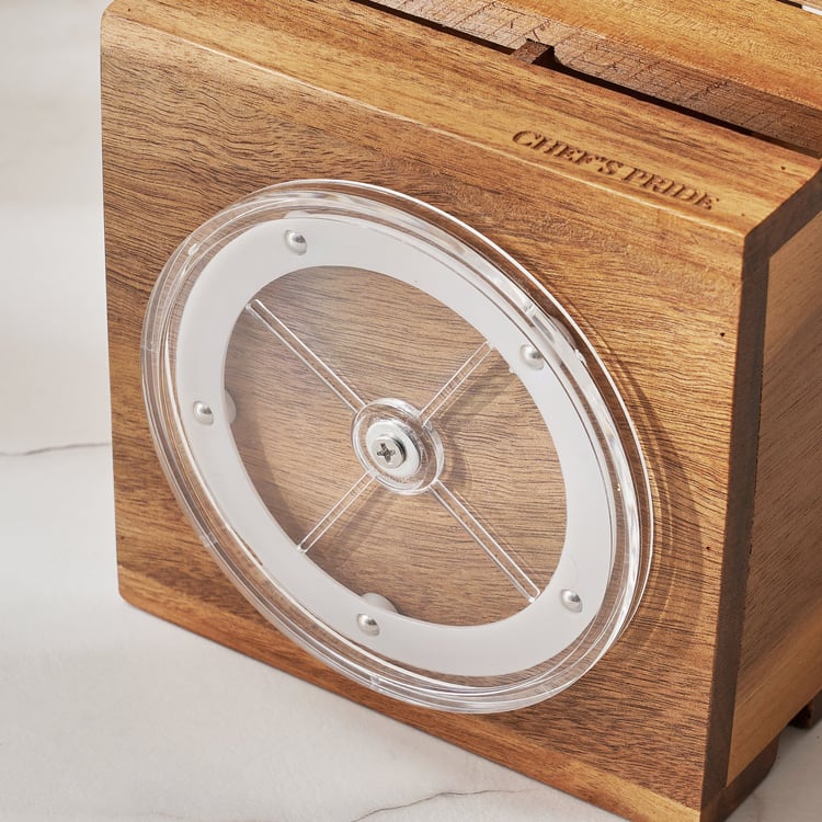 Chefs Pride Jepson Acacia Wood Lazy Susan Cutlery Holder