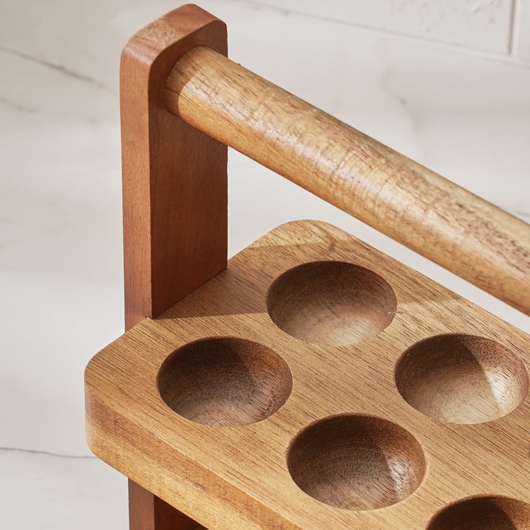 Chefs Pride Jepson Acacia Wood 2-Tier Egg Holder - Brown
