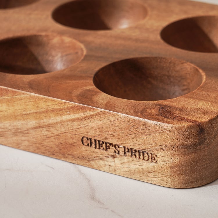 Chefs Pride Jepson Acacia Wood 2-Tier Egg Holder - Brown
