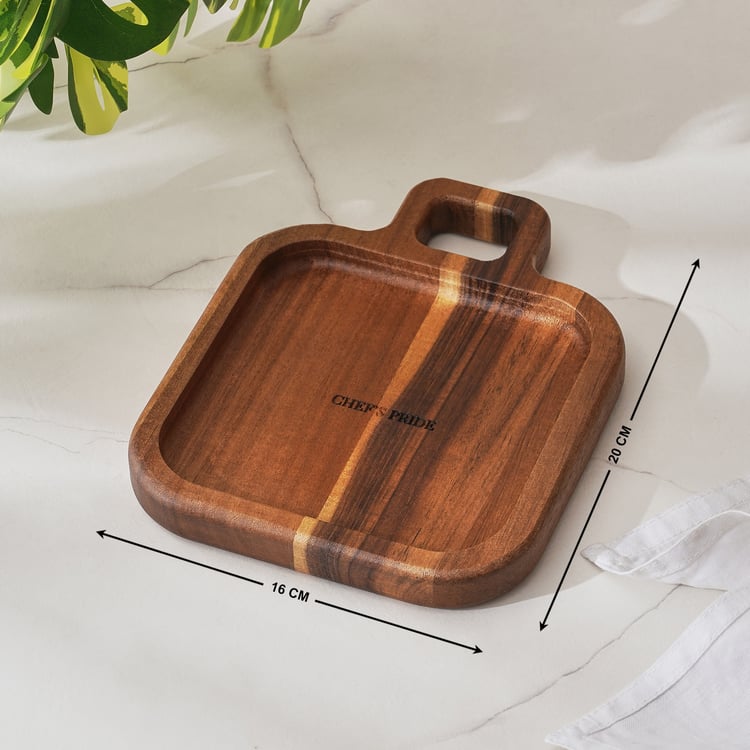 Chef's Pride Jepson Acacia Wood Appetiser Plate - 20x16cm