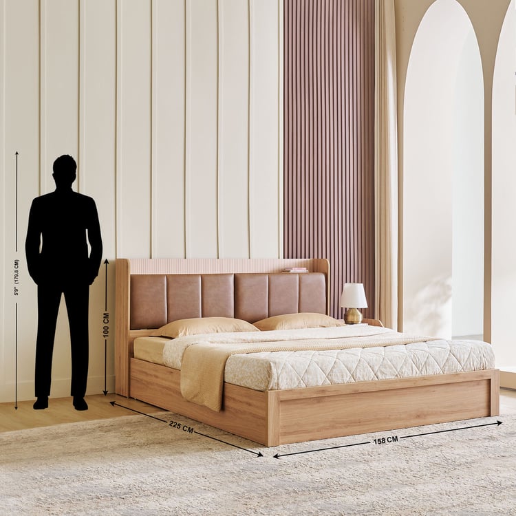 Lexus Savanna Queen Bed with Box Storage - Brown
