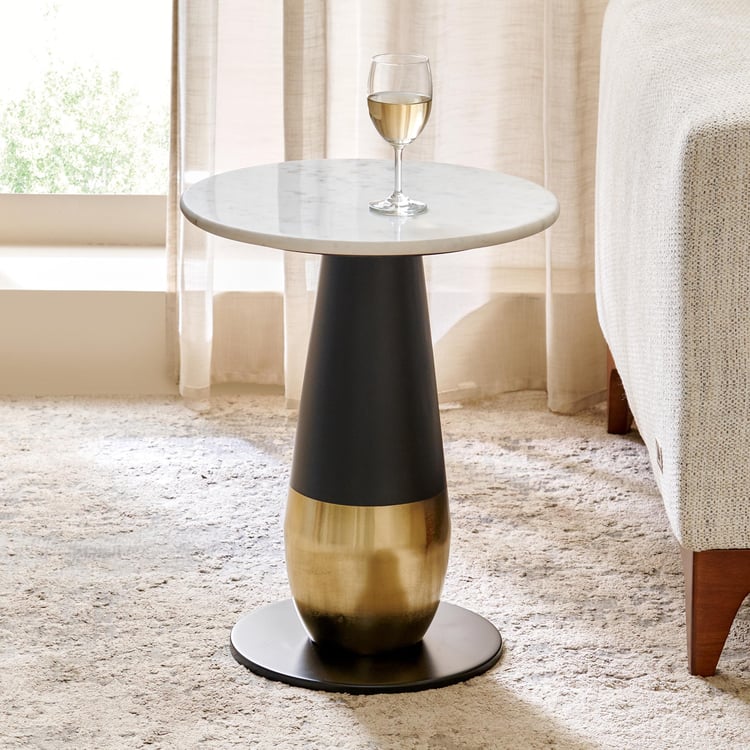 Eloise Marble Top Accent Table - Black