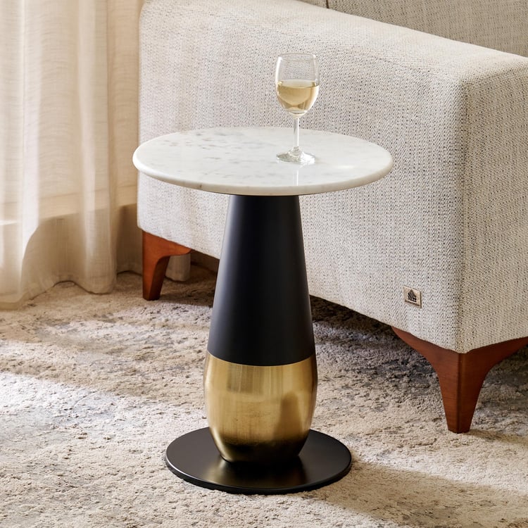 Eloise Marble Top Accent Table - Black