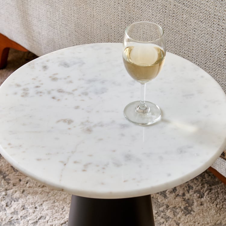 Eloise Marble Top Accent Table - Black