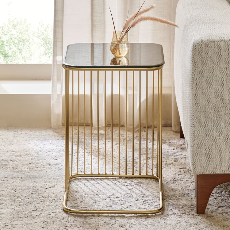 Opus Glass Top Accent Table - Gold
