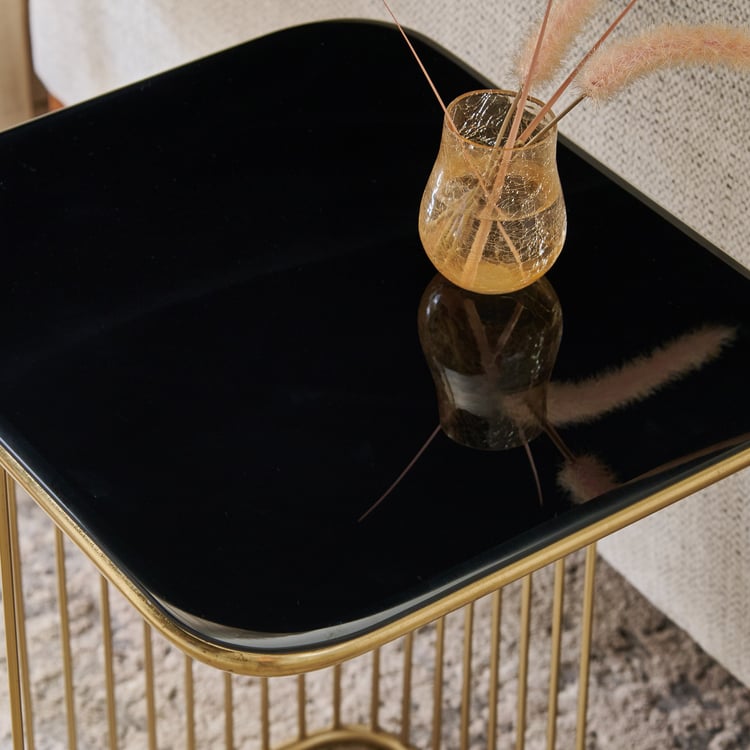 Opus Glass Top Accent Table - Gold