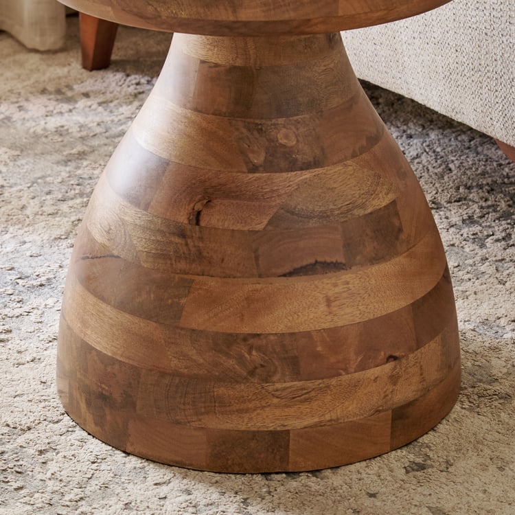 Ridge Metal Top Accent Table - Walnut