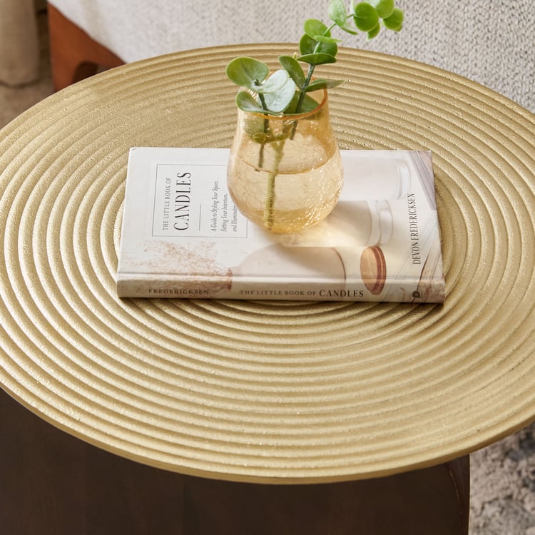 Ripple Metal Top Accent Table - Brown