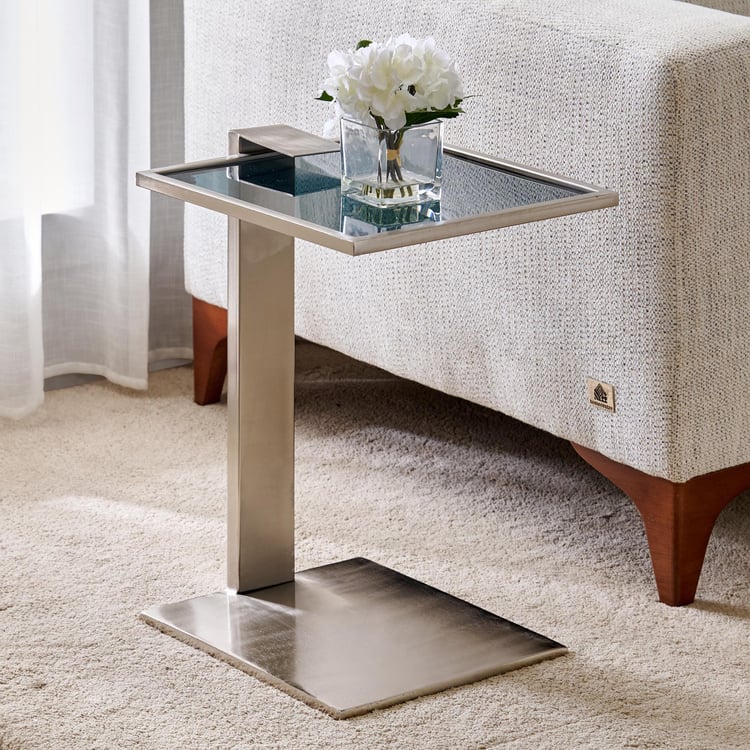 Suzane Glass Top Accent Table - Silver