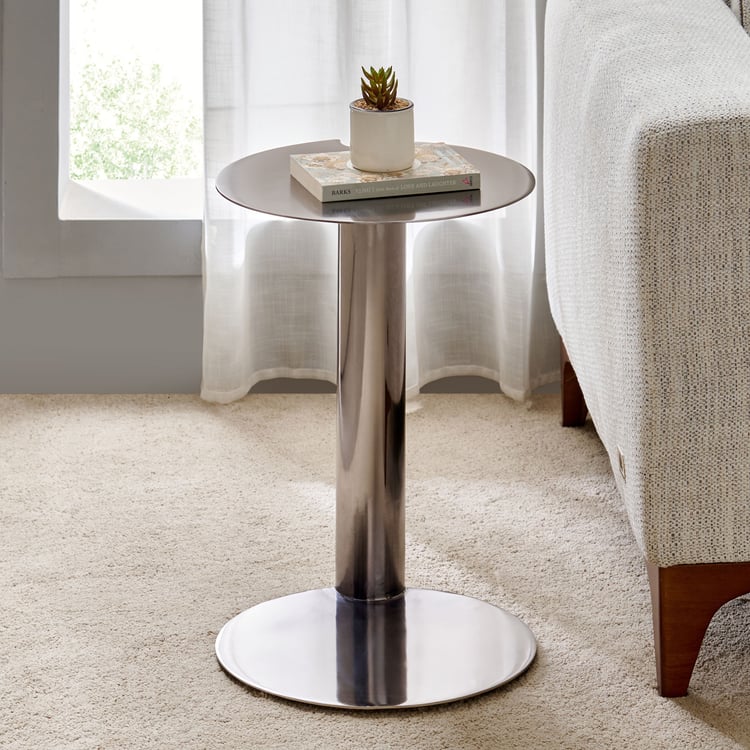Edge Metal Top Accent Table - Silver
