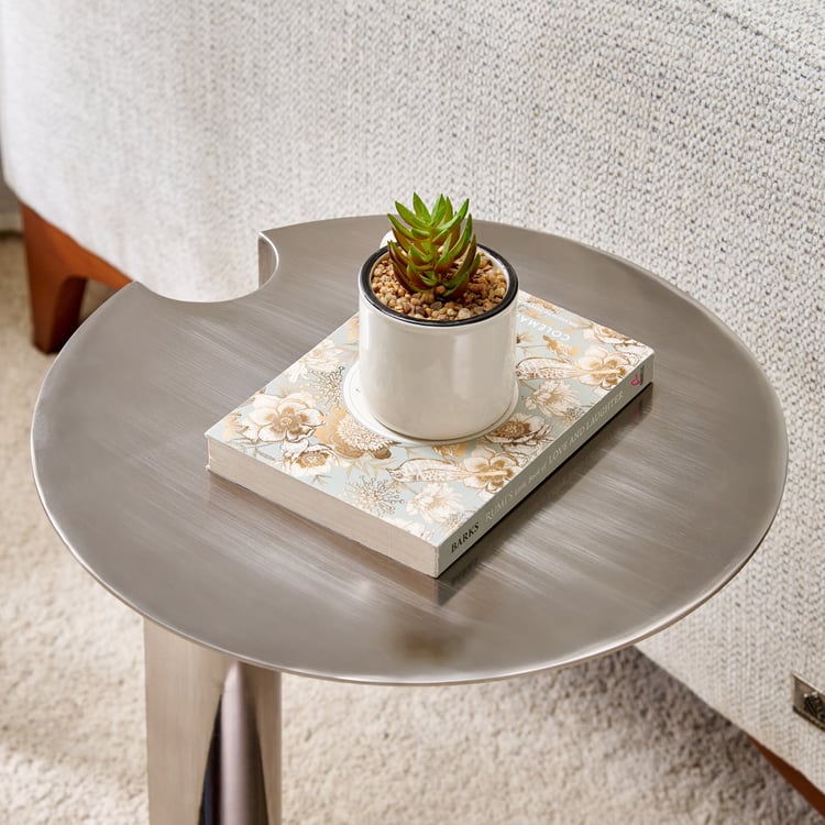 Edge Metal Top Accent Table - Silver