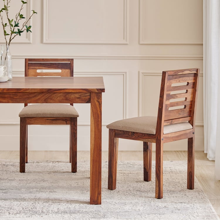 Adana Grand Sheesham Wood 2-Seater Dining Table Set with Chairs - Brown