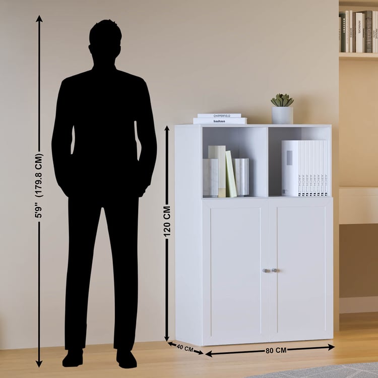 Helios Soho 2-Door Book Cabinet - White