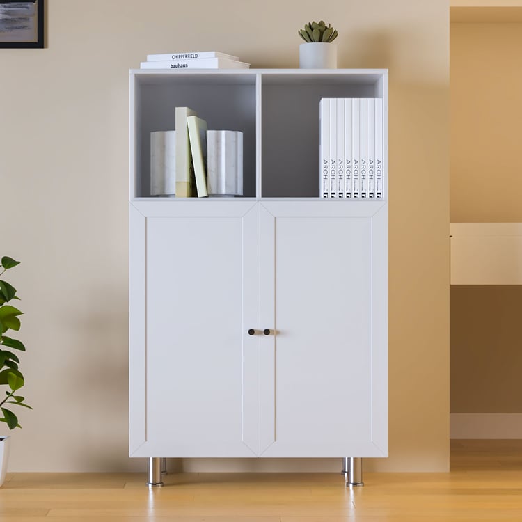 Helios Soho 2-Door Book Cabinet with Legs - White