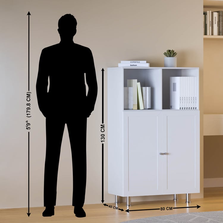 Helios Soho 2-Door Book Cabinet with Legs - White
