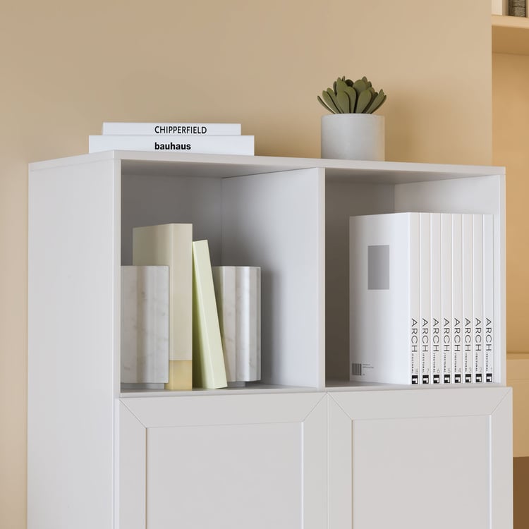 Helios Soho 2-Door Book Cabinet with Legs - White