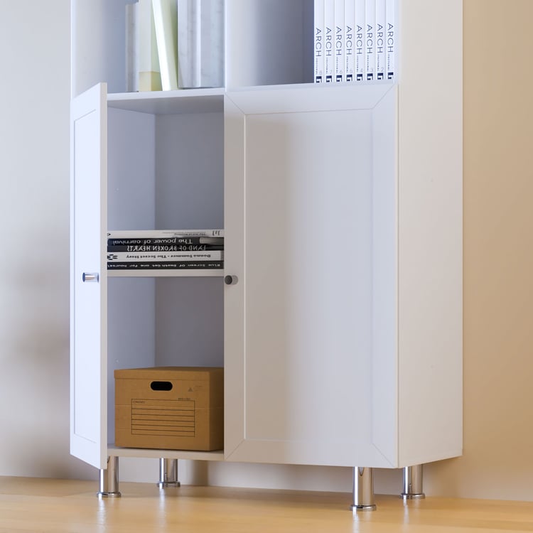 Helios Soho 2-Door Book Cabinet with Legs - White
