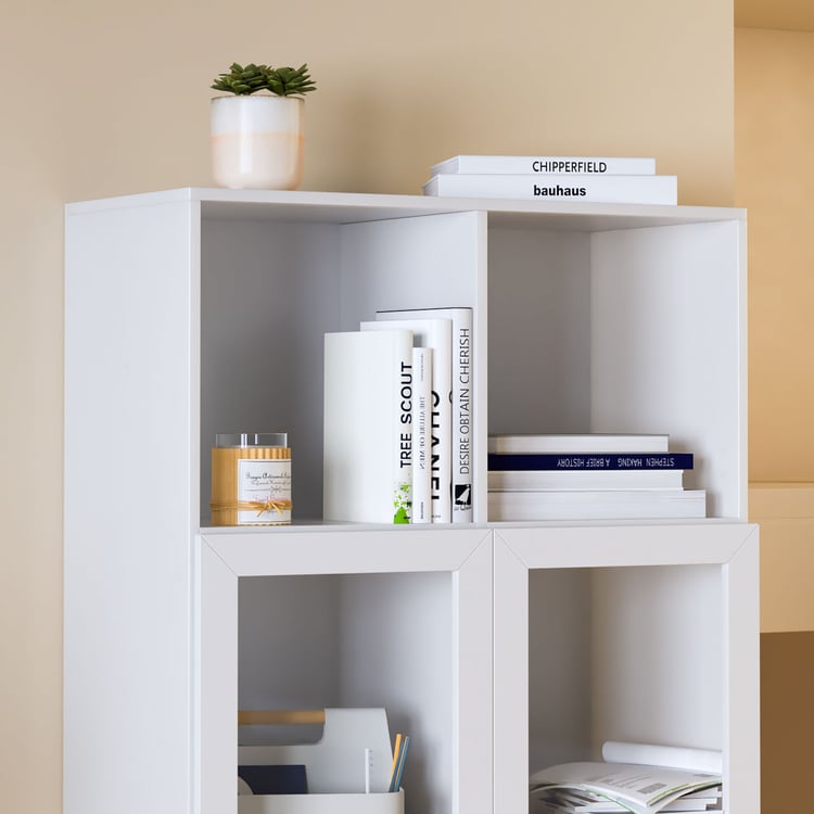 Helios Soho 2-Glass Door Book Cabinet - White