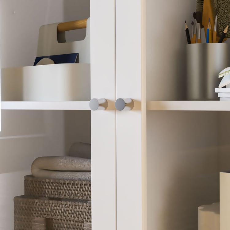 Helios Soho 2-Glass Door Book Cabinet - White