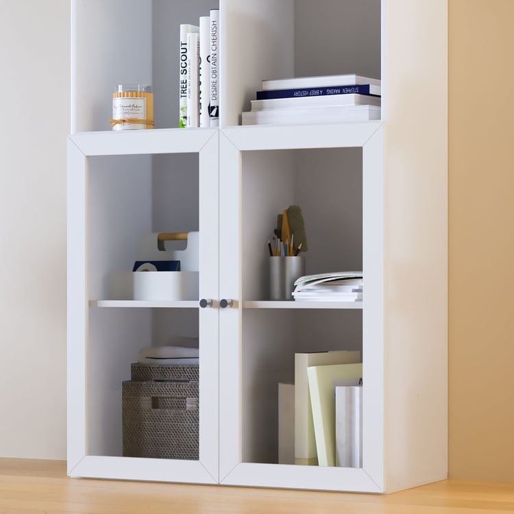 Helios Soho 2-Glass Door Book Cabinet - White