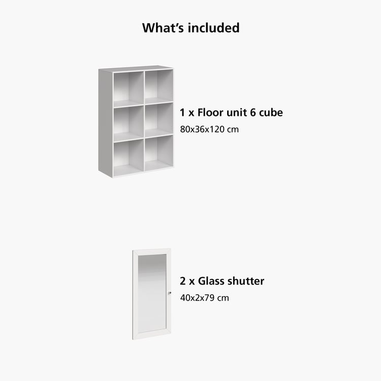 Helios Soho 2-Glass Door Book Cabinet - White