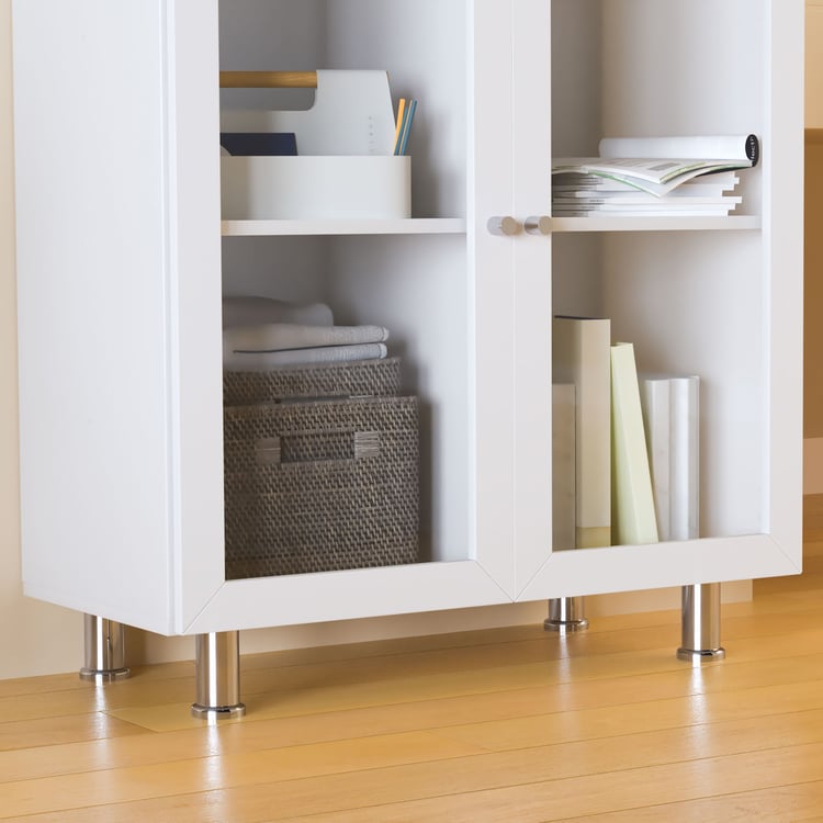 Helios Soho 2-Glass Door Book Cabinet - White