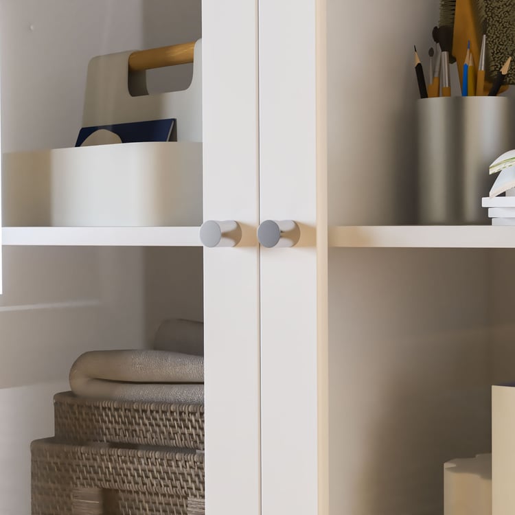 Helios Soho 2-Glass Door Book Cabinet - White