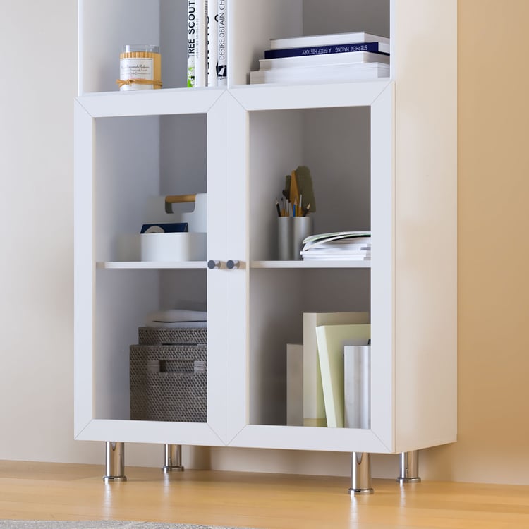 Helios Soho 2-Glass Door Book Cabinet - White