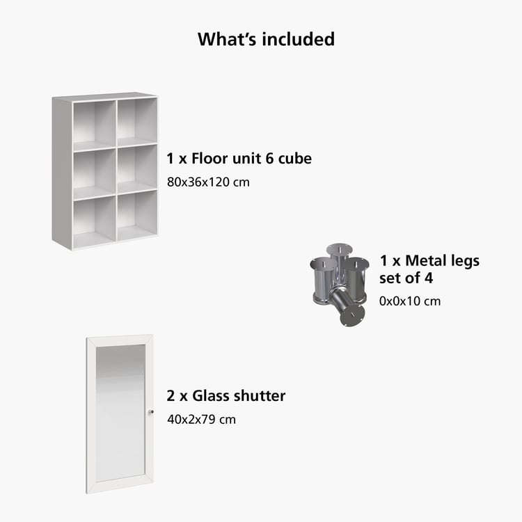 Helios Soho 2-Glass Door Book Cabinet - White