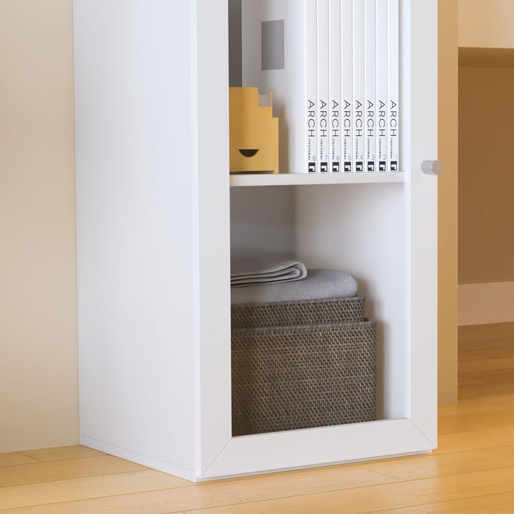Helios Soho 2-Glass Door Book Cabinet - White