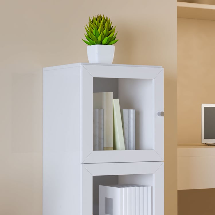 Helios Soho 2-Glass Door Book Cabinet - White