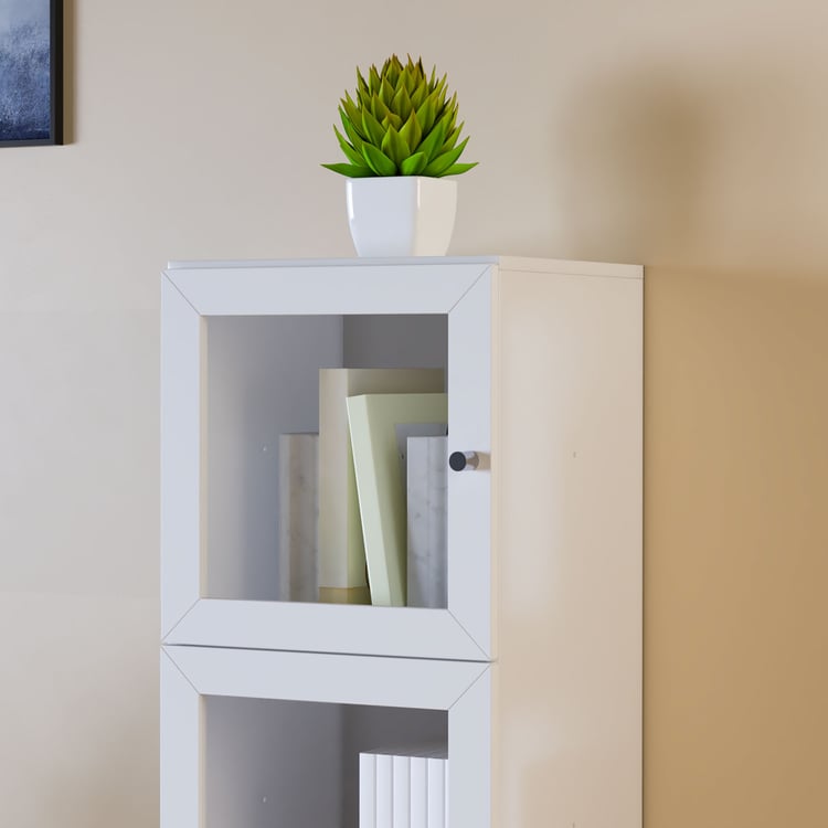 Helios Soho 2-Glass Door Book Cabinet - White
