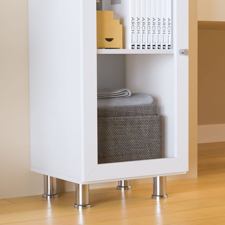 Helios Soho 2-Glass Door Book Cabinet with Legs - White