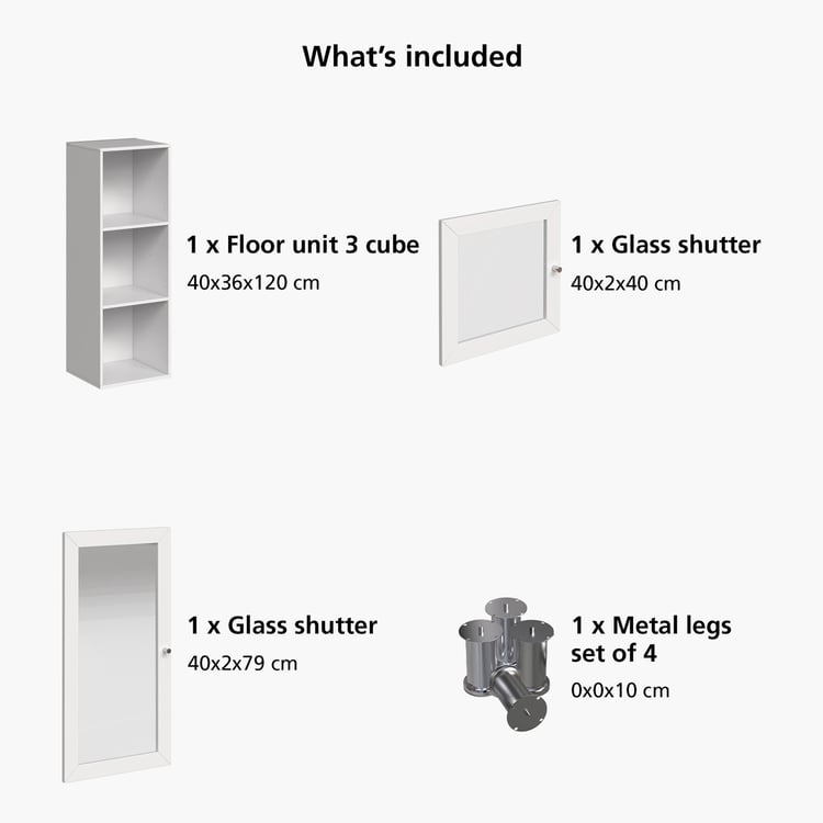 Helios Soho 2-Glass Door Book Cabinet with Legs - White
