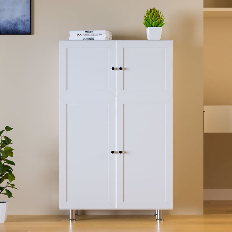 Helios Soho 4-Door Book Cabinet with Legs - White