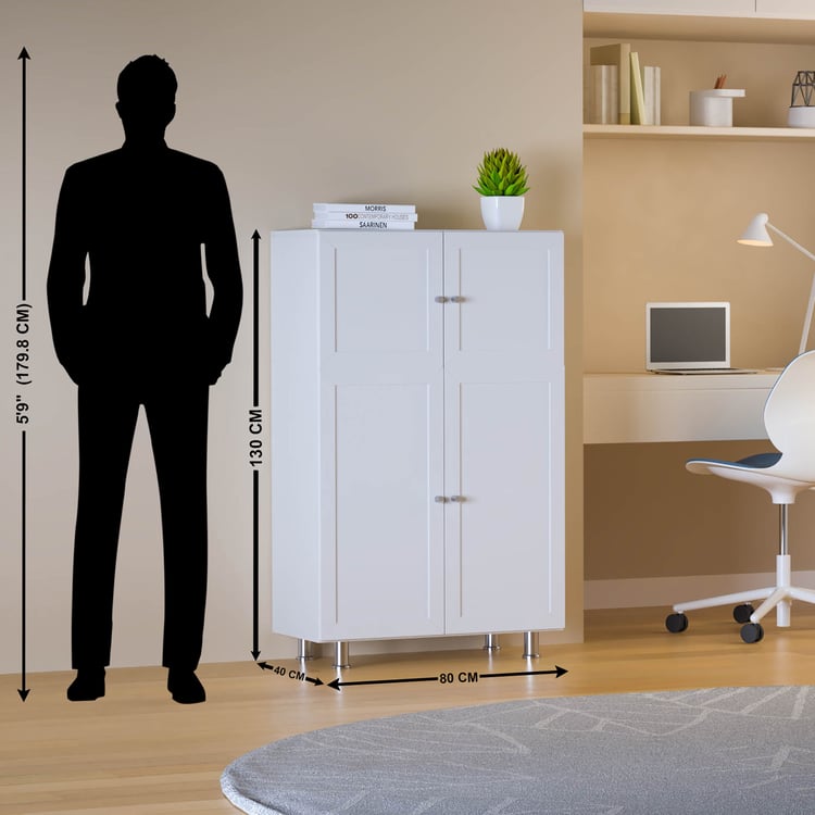 Helios Soho 4-Door Book Cabinet with Legs - White