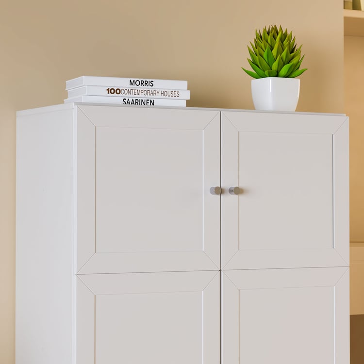 Helios Soho 4-Door Book Cabinet with Legs - White