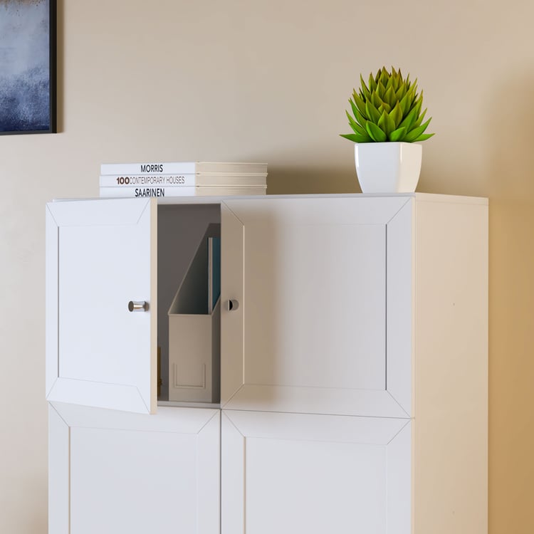 Helios Soho 4-Door Book Cabinet with Legs - White