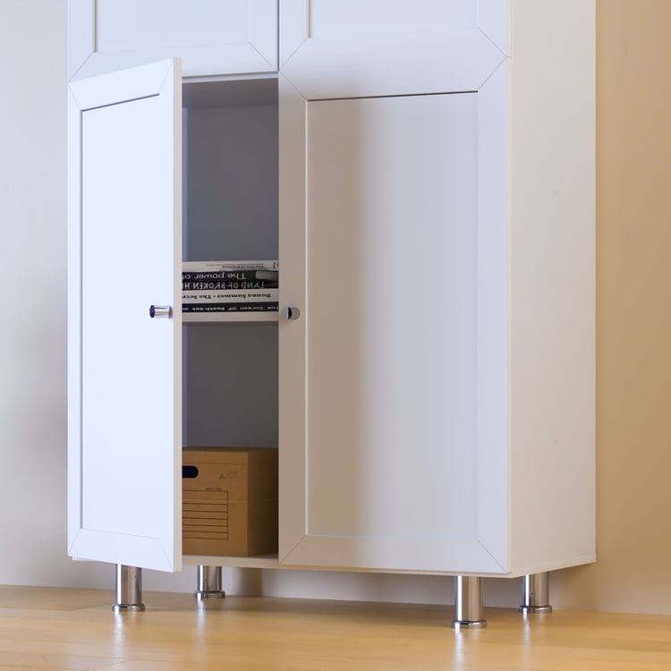 Helios Soho 4-Door Book Cabinet with Legs - White